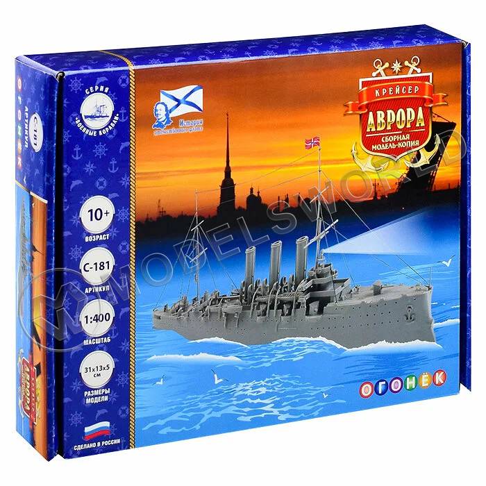 Склеиваемая пластиковая модель крейсер "АВРОРА". Масштаб 1:400 Склеиваемая пластиковая модель крейсер "АВРОРА". Масштаб 1:400 - фото 1