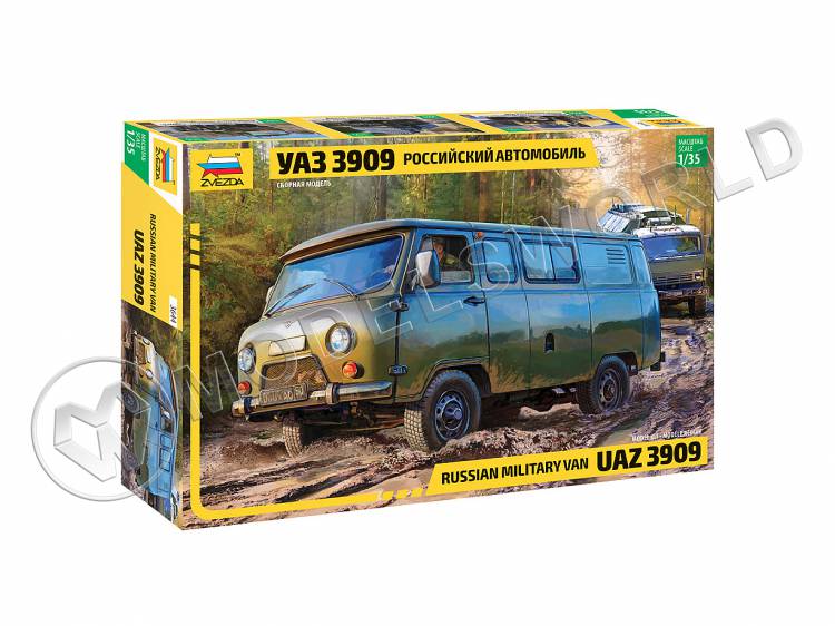 Склеиваемая пластиковая модель Российский автомобиль УАЗ 3909. Масштаб 1:35 Склеиваемая пластиковая модель Российский автомобиль УАЗ 3909. Масштаб 1:35 - фото 1