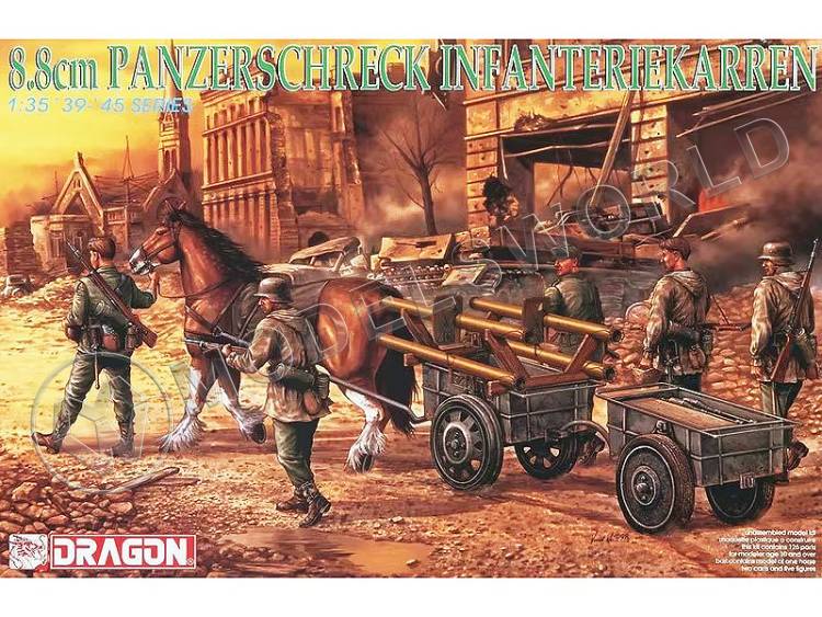 Фигуры Немецкие солдаты с пехотной повозкой 8.8 cm Panzerschreck. Масштаб 1:35 - фото 1