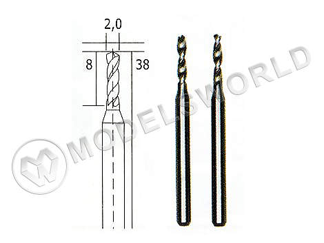 Твердосплавные сверла 2 мм, 2 шт - фото 1