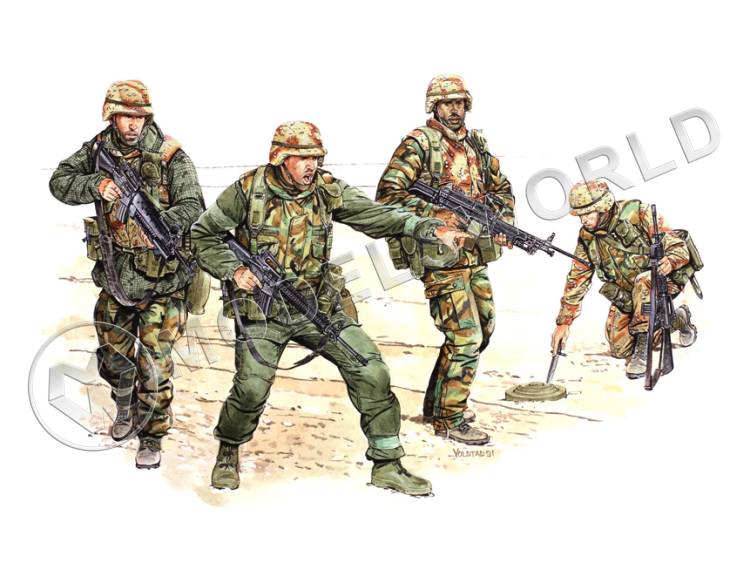 Фигуры солдат U.S 1st Infantry Division "Big Red One". Масштаб 1:35 - фото 1