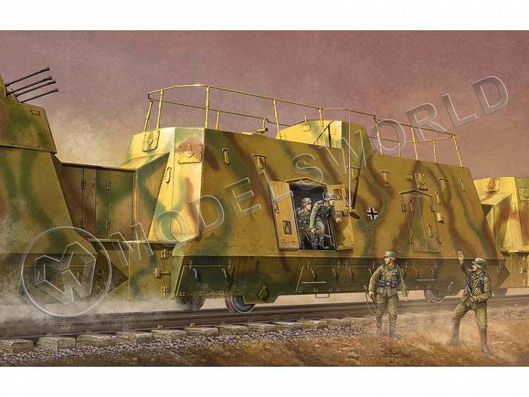 Склеиваемая пластиковая модель немецкий  штабной броневагон. Масштаб 1:35 - фото 1