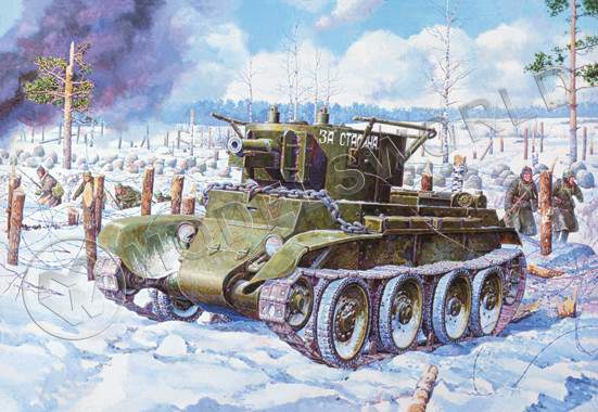 Склеиваемая пластиковая модель БТ-7А  командирский танк. Масштаб 1:35 - фото 1