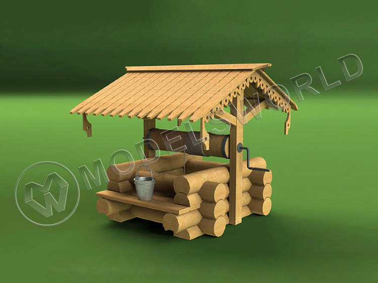 Набор для постройки модели Деревенский колодец. Масштаб 1:72 - фото 1