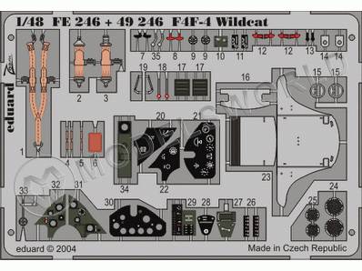 Фототравление для модели F4F-4, Tamiya. Масштаб 1:48